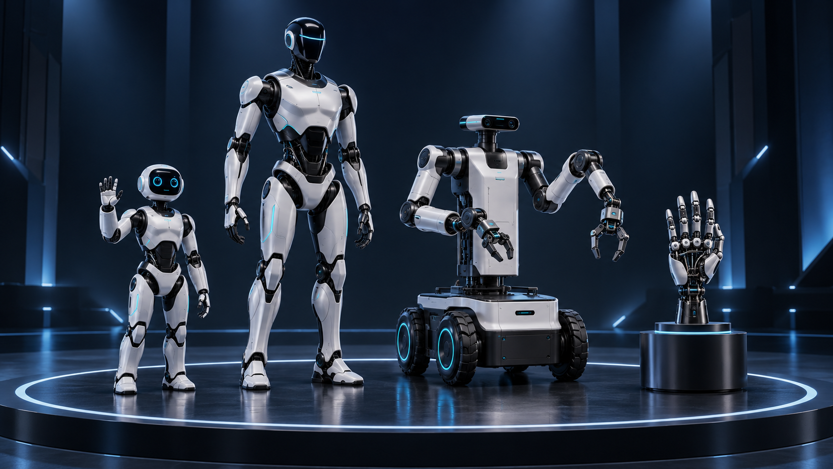 Humanoid, oktatási és ipari robotika, valamint ügyes robotkéz – koncepciógrafika